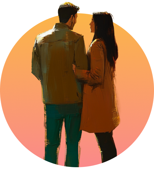 A couple supporting each other, illustrating family care